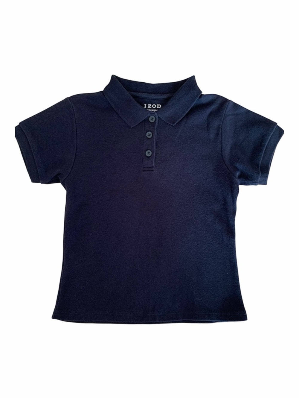 Izod Girls XL 6X Navy Blue Short Sleeve Polo Shirt Side Slits School Uniform